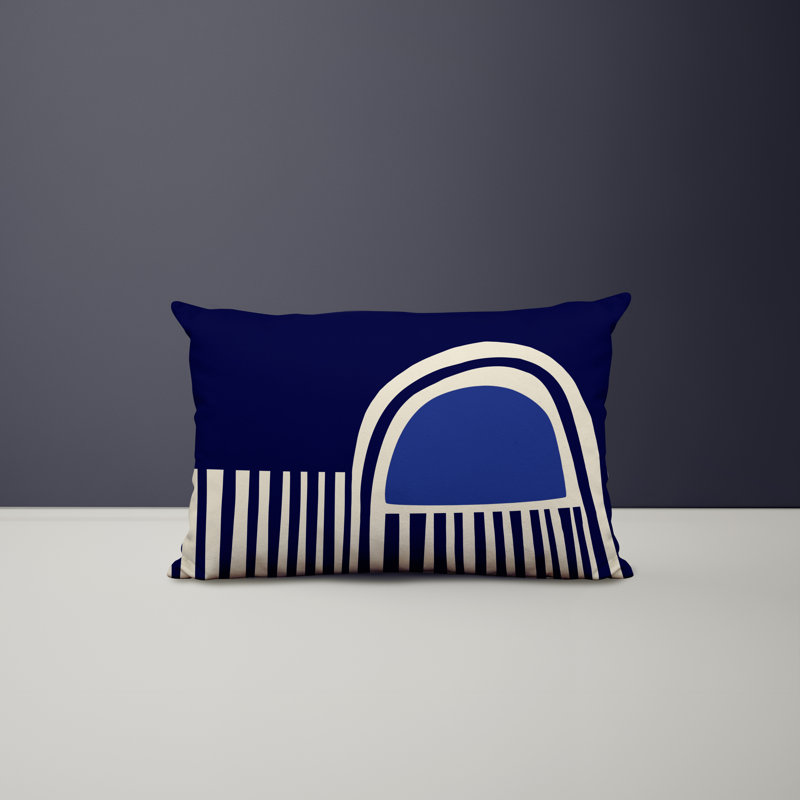 Polyester / Mélange de polyester Housse de coussin rectangulaire intérieure / extérieure lombaire et insert, Bleu marine