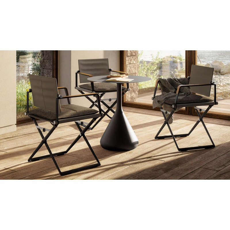 Satellite Outdoor Round Side Table, Black Pepper