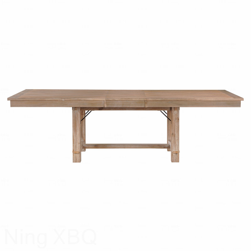 Light Oak Dining Table 102" Self-Storing Leaf Rustic Look