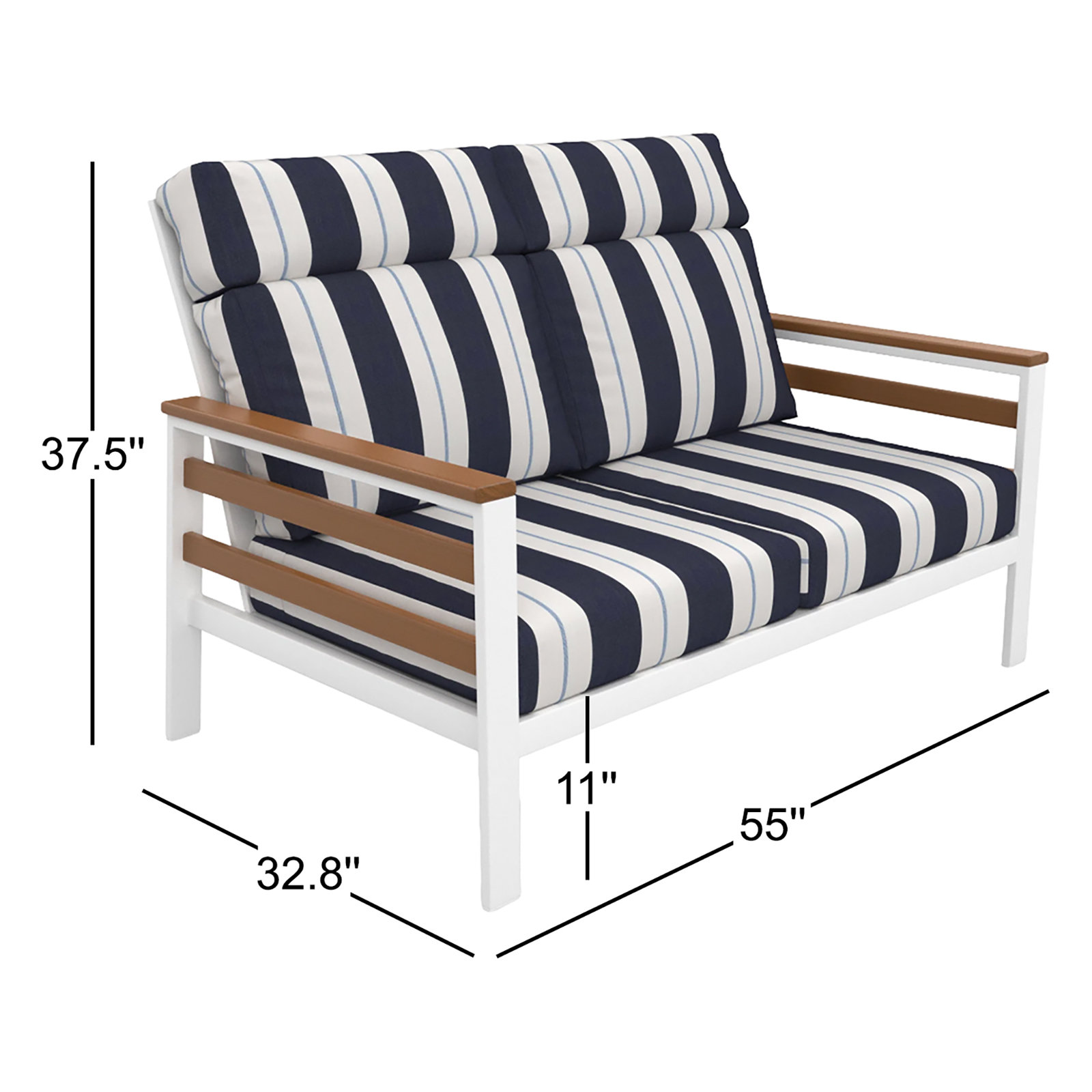 Townsend 55" Sunbrella® Patio Loveseat, Sunbrella Relate Harbor