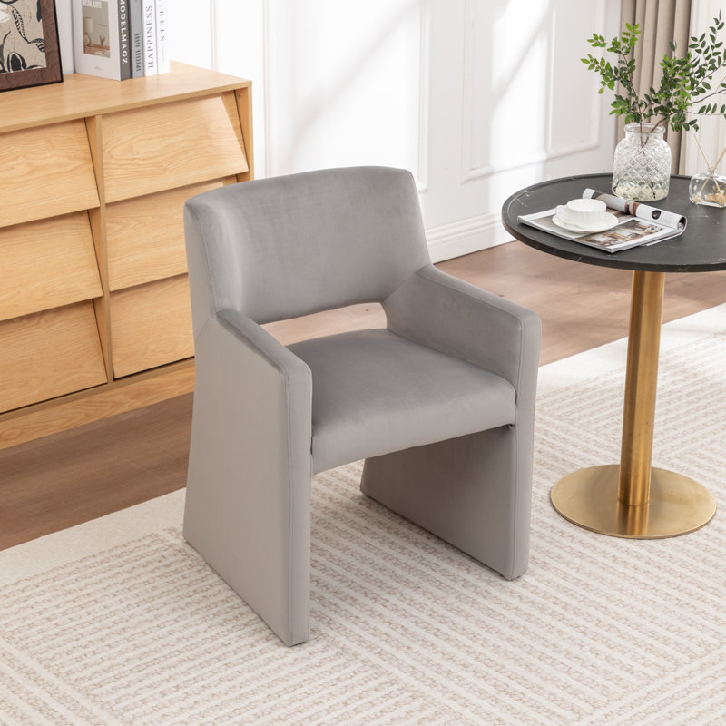 Chaise rembourrée en velours Hambrook, Gris