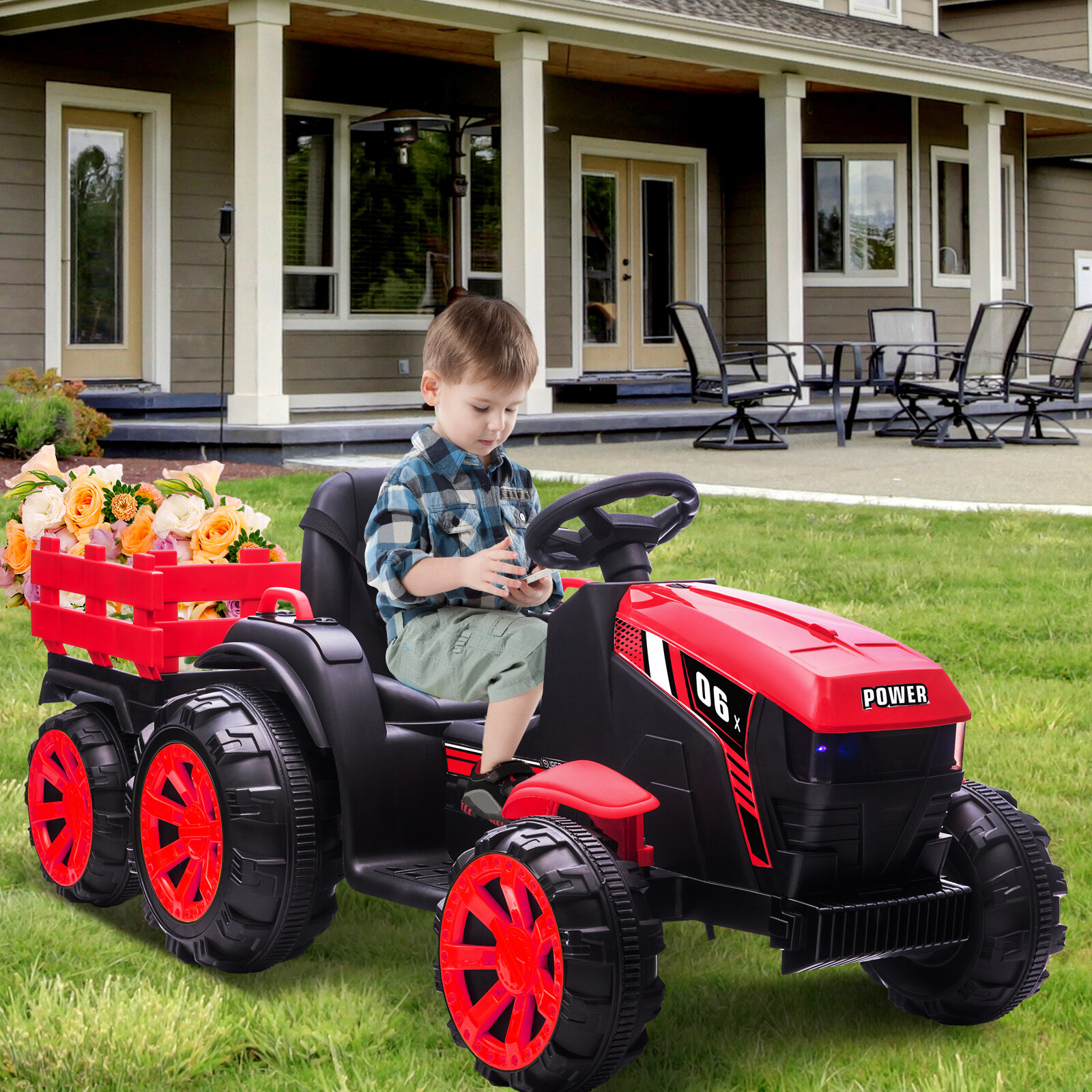 12V Ride On Tractor Car for Kids with Remote Control Kulamoon Color: Black