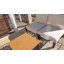 Table basse carrée en aluminium pour patio avec plateau en faux bois de teck, table d'appoint d'extérieur résistante aux intempéries pour la cour arrière, graphite