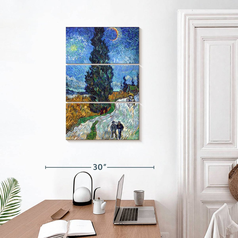 Mehar Road avec cyprès et étoile, H 32 po x l 20 po