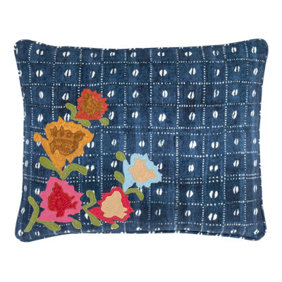 Floral Resist Embroidered Lumbar Pillow Cover