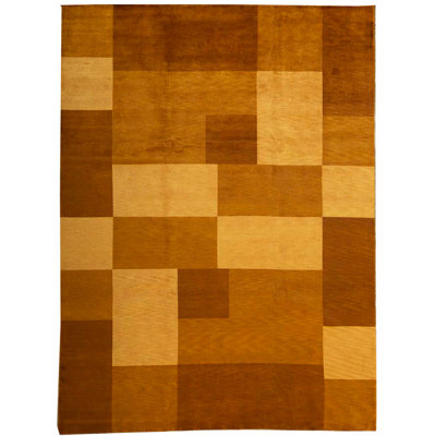 Hand-Knotted High-Quality Gold and Gold Area Rug