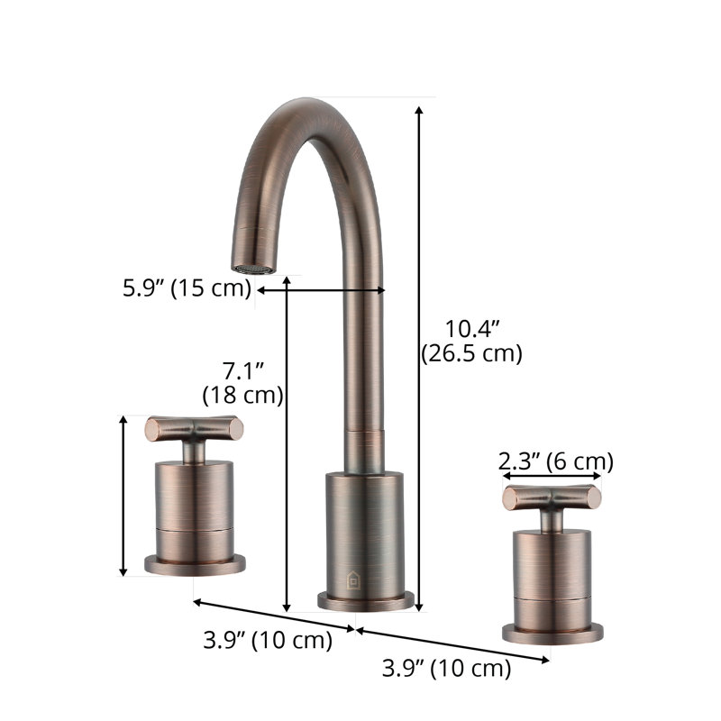Robinet de salle de bain à 3 trous à poignées croisées Ancona Ava, Bronze huilé