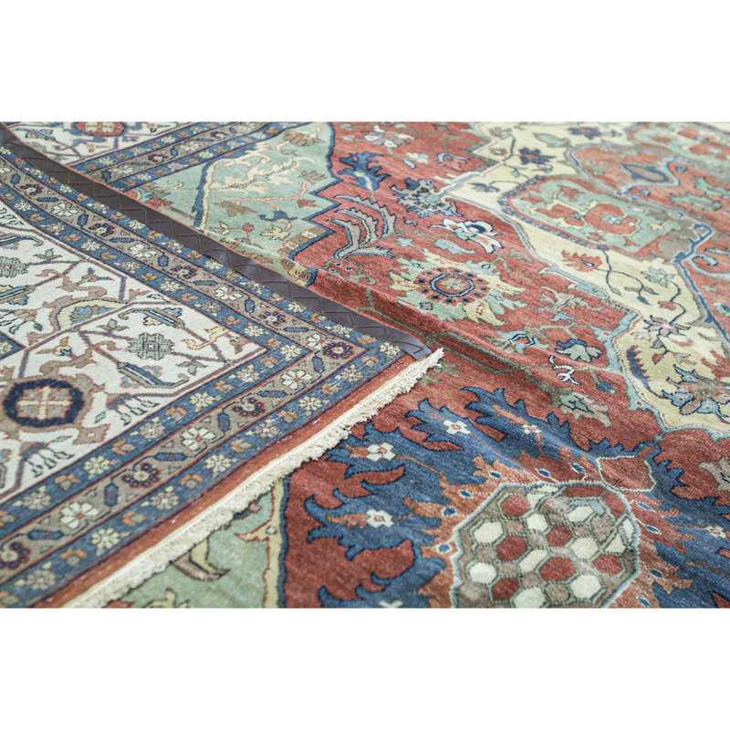 Tapis rouille et beige noué à la main de haute qualité