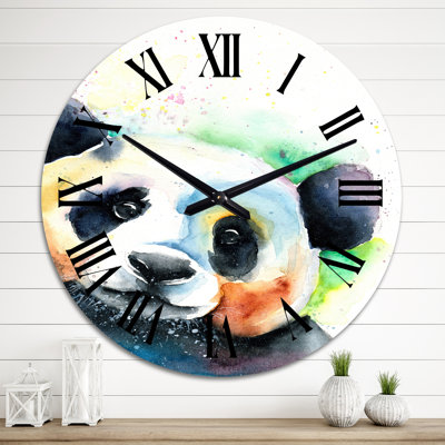 Funny Panda Bear with Black and White - Children's Art Wall Clock