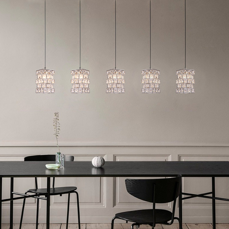 Luminaire suspendu carré à 5 lumières DEL Tidwell