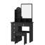 Bureau de coiffeuse moderne avec miroir, 5 tiroirs, tablettes et tabouret assorti, coiffeuse à maquillage-114228075