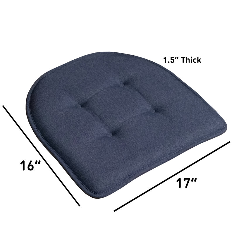 Solid U-Shaped Non-Slip Indoor Chair Cushion, Denim, 2