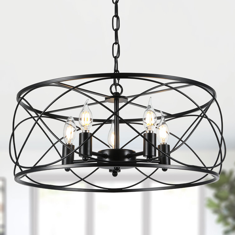 20" 5-Light Dimmable Adjustable Durm Chandelier