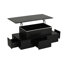 Table basse à plateau relevable moderne avec lumières DEL, rangement caché et 4 tiroirs Aroa