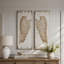 Panneaux muraux, ensemble de 2 ailes de plumes blanches vieillies 42 po x 15,5 po - Art mural