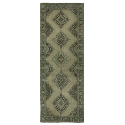 Tapis de couloir vert 4,8 x 13 pi. Tapis de cuisine. Tapis de couloir fabriqué à la main. Tapis d'escalier