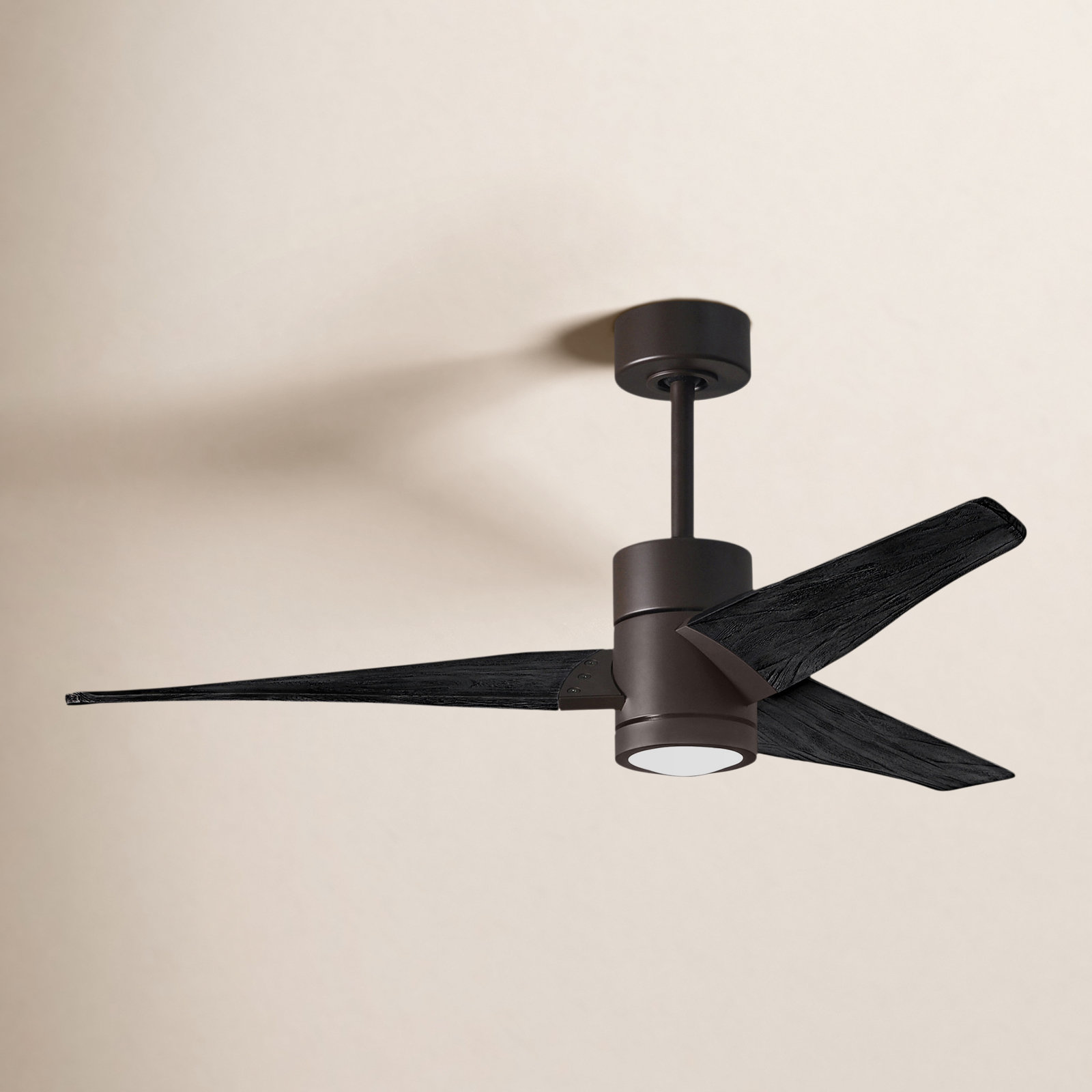 3 Blade Ceiling Fan with LED Light Kit, Textured Bronze/Barn Wood, Matte Black, 60"