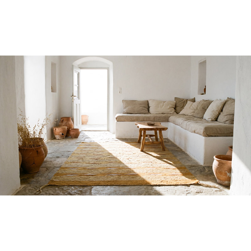 Warm Casual Antique Navajo Native American Flat Weave Rug