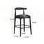 Ensemble de 2 tabourets de bar en tissu noir d'inspiration Mid-Century avec dossier incurvé et siège moelleux pour une assise confortable-225815188