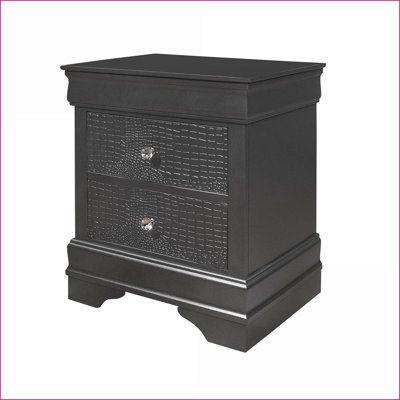 Shaker Crocodile Metallic Grey Contemporary Nightstand