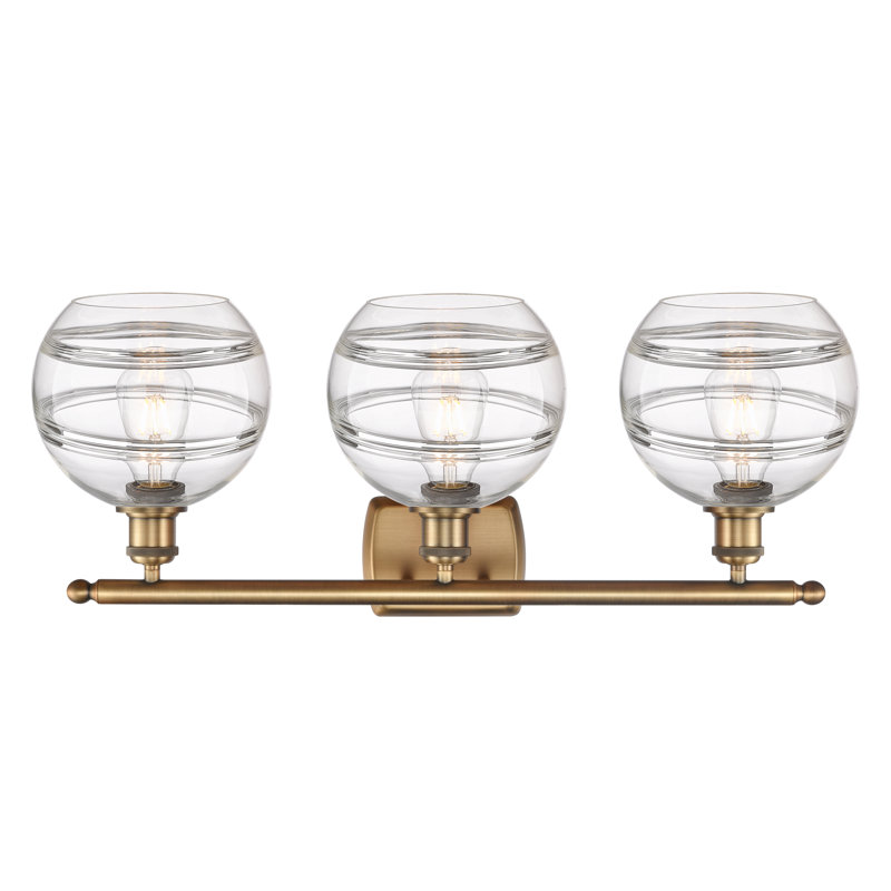 Éclairage pour meuble-lavabo 3 lumières Natick, Laiton brossé, Transparent