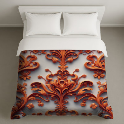 Ornate Orange Floral Duvet Covers