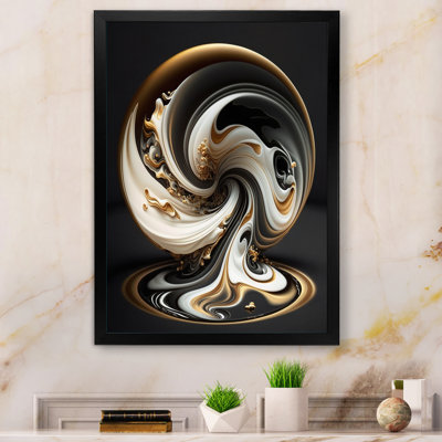 Vitrail en spirale doré et noir V - reproduction sur toile