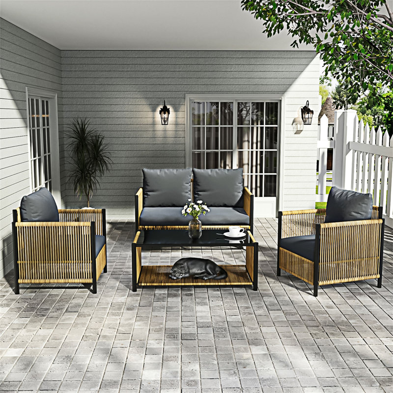 4 Pieces Sofa Set with Cushion
