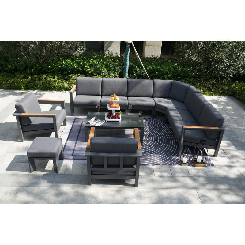 Ensemble de conversation modulaire avec coussins 8 pièces Caggiano