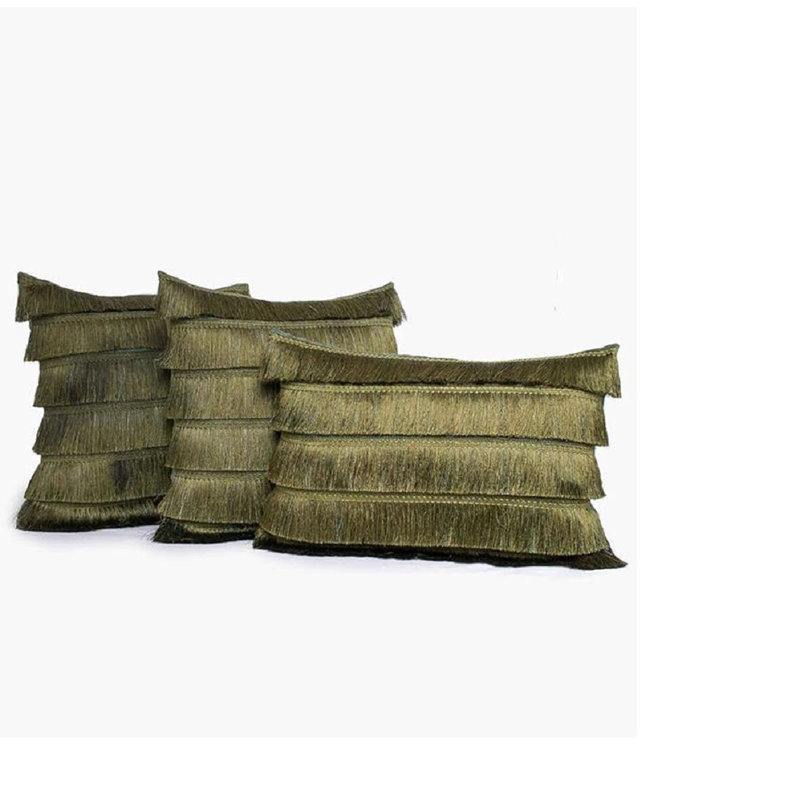 Ensemble de 3 housses de coussin lombaire décoratives à franges - 14 po x 20 po - Housses de coussin décoratives texturées