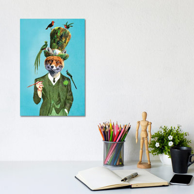 Fox With Hat And Birds by Coco de Paris - 1 Piece Wall Art on Canvas
