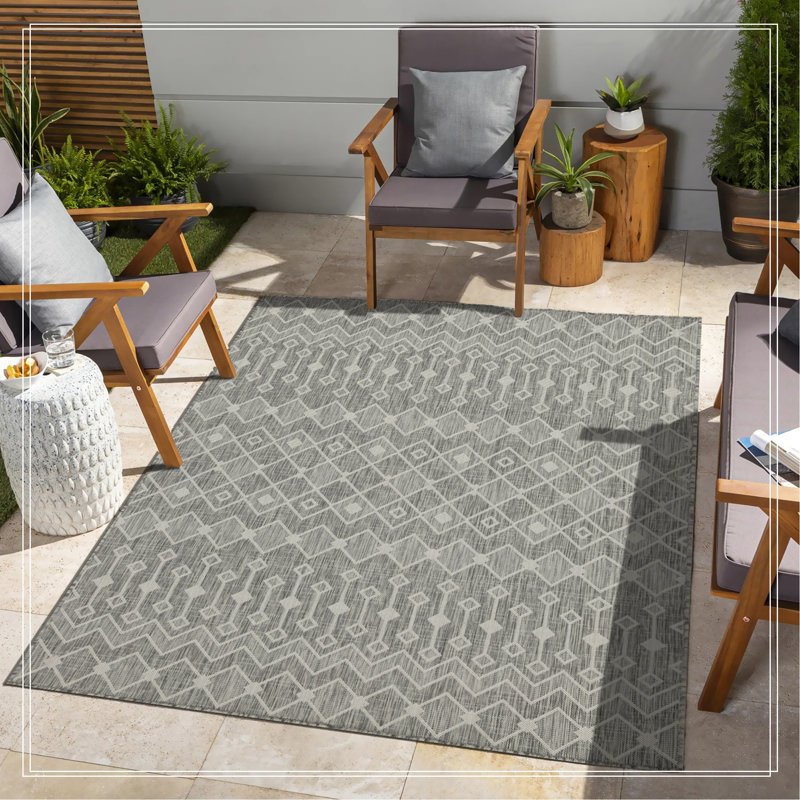 Tapis argenté intérieur / extérieur, Rectangle 7 pi 10 po x 10 pi 3 po