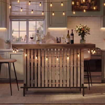 Buffet en bois avec plateau imitation marbre, étagères et repose-pieds en métal