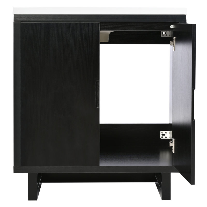 Ensemble de meuble-lavabo de 30 po en bois massif avec lavabo, armoire combinée et rangement | Idée cadeau
