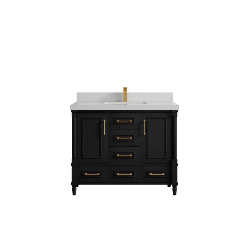 Aberdeen 42'' Single Bathroom Vanity with Top, Carrara Quartz