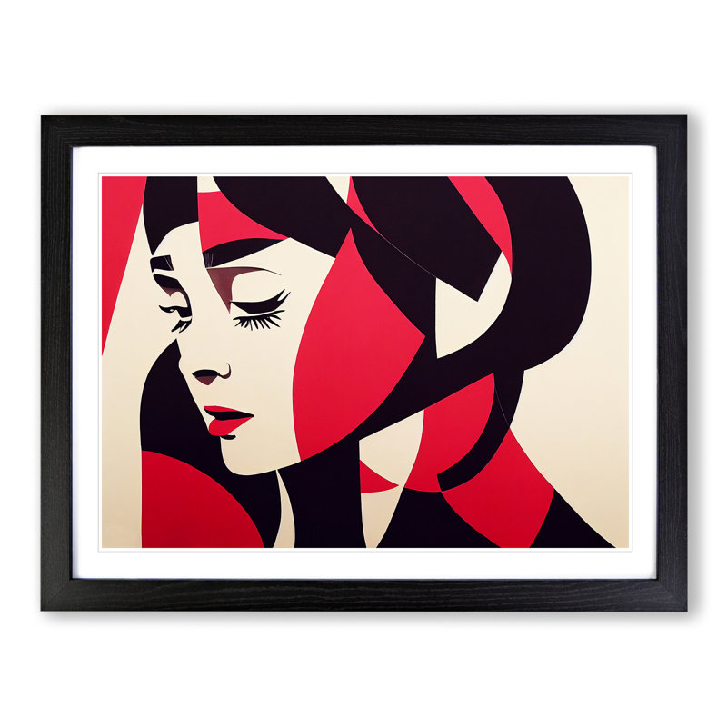 XH1022-10293X Woman Modern Art Vol.3 Abstract - Single Picture Frame Print, 46cm H x 64cm W x 2cm D, Black Framed