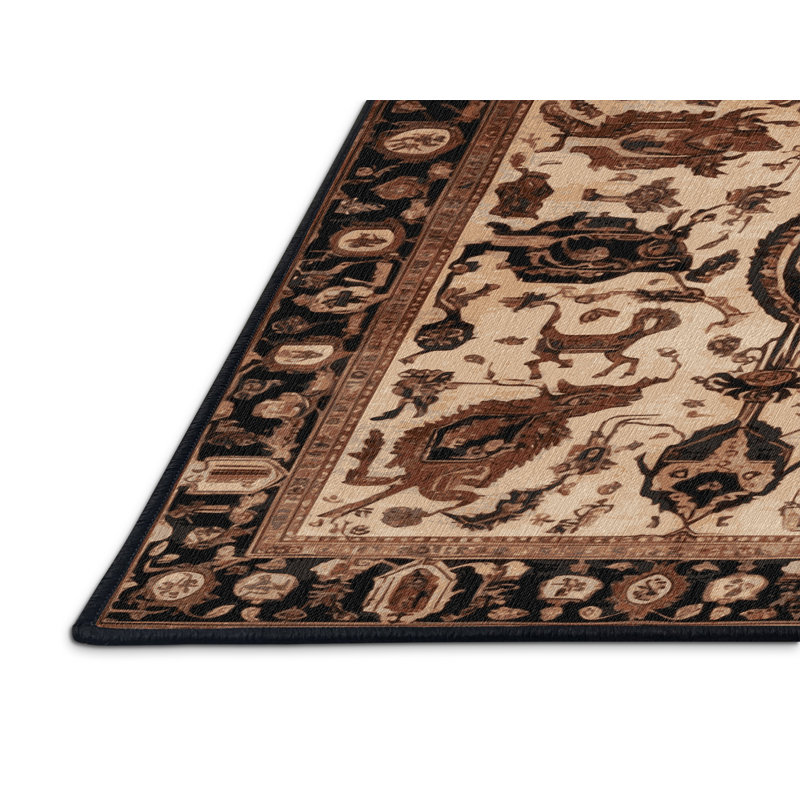 Tapis brun lavable à la machine, Rectangle de 5 pi x 8 pi