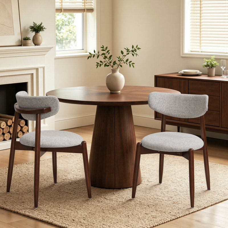 Chaises de cuisine rembourrées en bois massif, chaises de salle à manger d'appoint modernes grises (lot de 2), Grey/Brown, 2