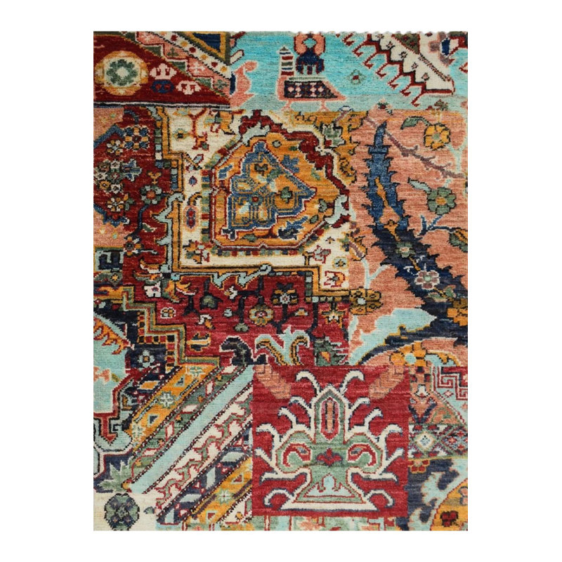 Tapis décoratif rétro multicolore lavable à la machine, Rectangle 2 pi 6 po x 4 pi 11 po