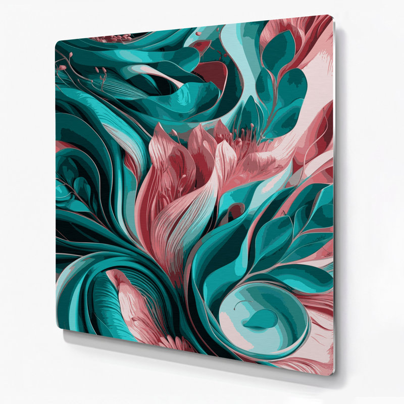 "Abstract Florals", art mural gris en métal 61, H 16 po x l 16 po