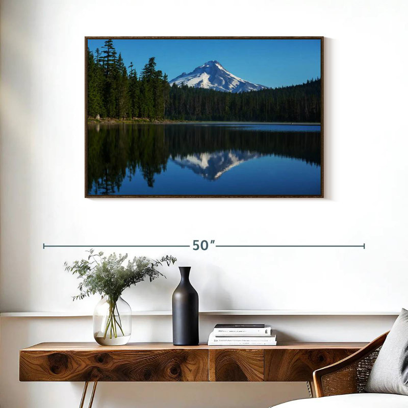 Mount Hood Reflection, 31" X 21", Floating Frame Walnut