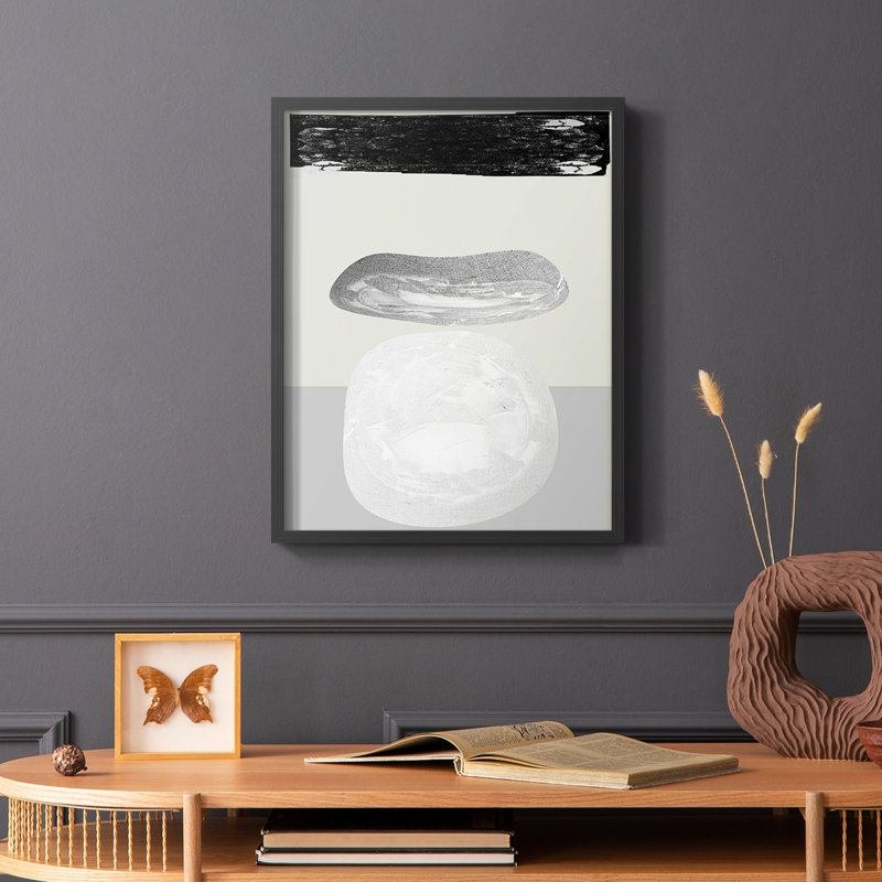 Reproduction encadrée Eggy II - bois massif, Noir, H 10 po x l 8 po