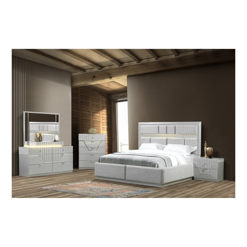 Commode à 6 tiroirs de style moderne en bois gris