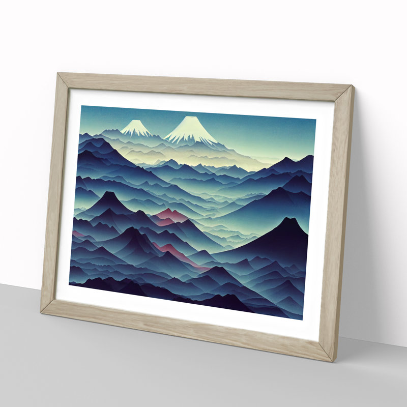 Adventurous Japanese Mountains - Single Picture Frame Print, Oak Framed, 34cm H x 46cm W x 2cm D