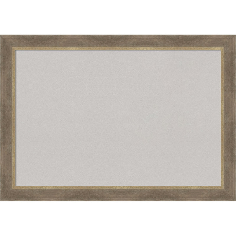 Driftwood Tan Wood Framed Corkboard, Grey Cork Bulletin Board, Organization Board, Pin Board, 29" H x 41" W, Grey