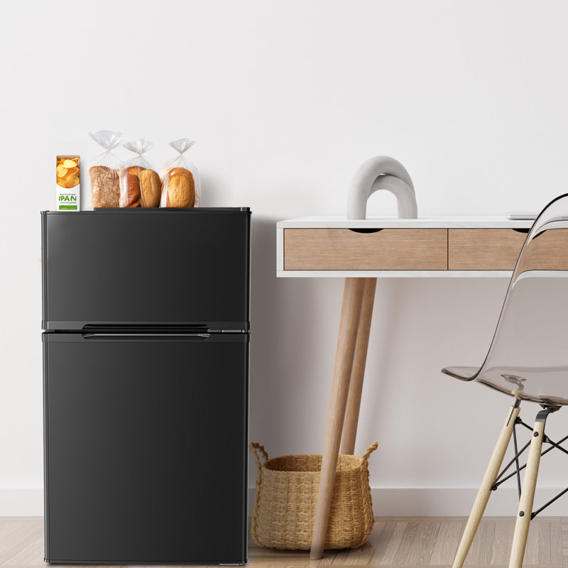 R.W.FLAME 3.2 Cubic Feet Mini Fridge with Freezer, Black