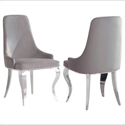 Ensemble de chaises grises et chromées à dossier rembourré (ensemble de 2)