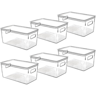 Clear Plastic Storage Bins with Lids, Stackable Organizer Containers for Kitchen Pantry Fridge Cabinet, Multi-use Storage Bins for Home Organization