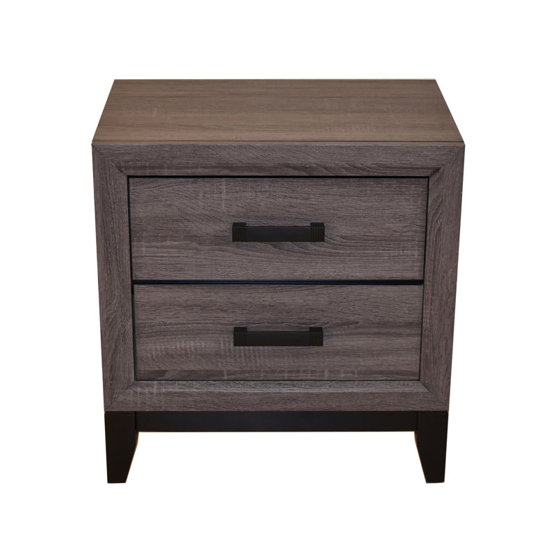 Table de chevet à 2 tiroirs de style contemporain en bois