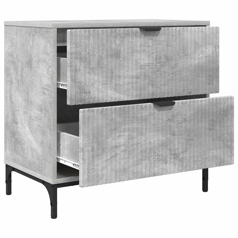 63.5cm W Manufactured Wood Bedside Table, Concrete Grey